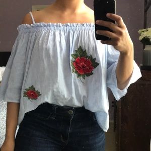 Off shoulder striped blouse